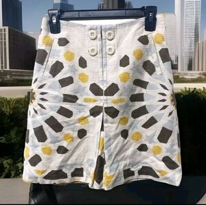 Elevenses Anthropology Skirt Isabella Mini Retro Print Sz 0 Multicolor lined